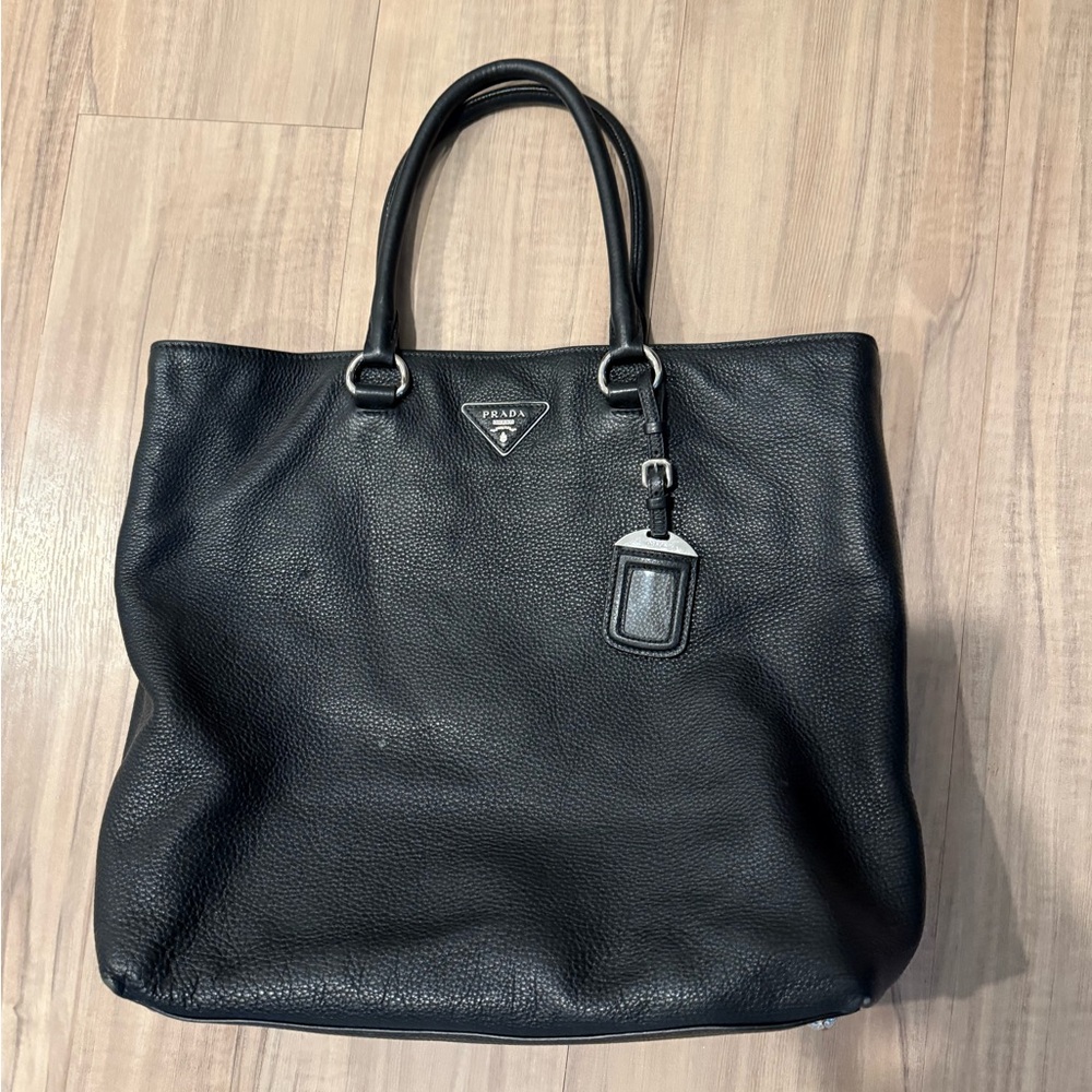 Prada Black Leather Tote Bag
